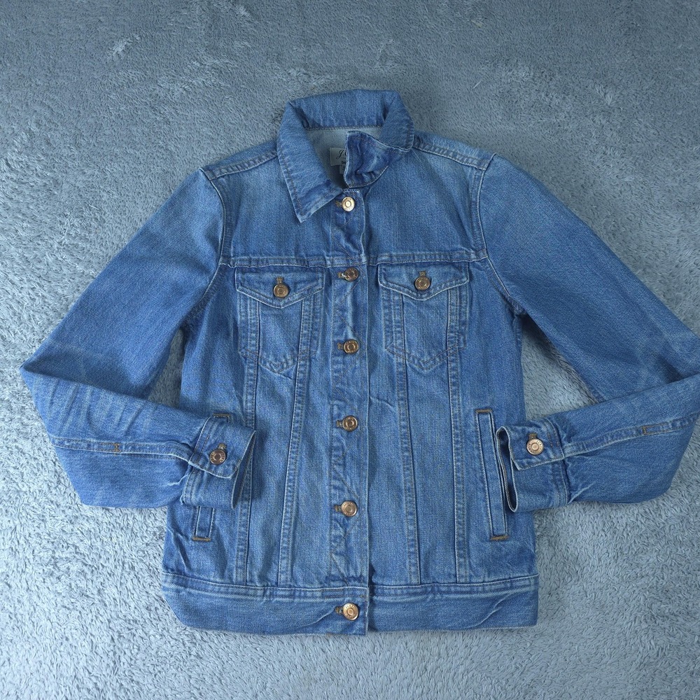 J.Crew Jacket Womens XXS Blue Denim Jean Button Front Classic Trucker Fitted